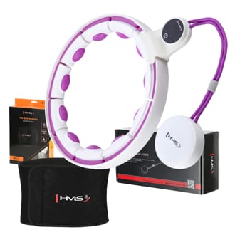 Sada mas�neho hula hoop so z�va��m HHM17 a zo�t�h�uj�ceho p�su BR163 biela/fialov�